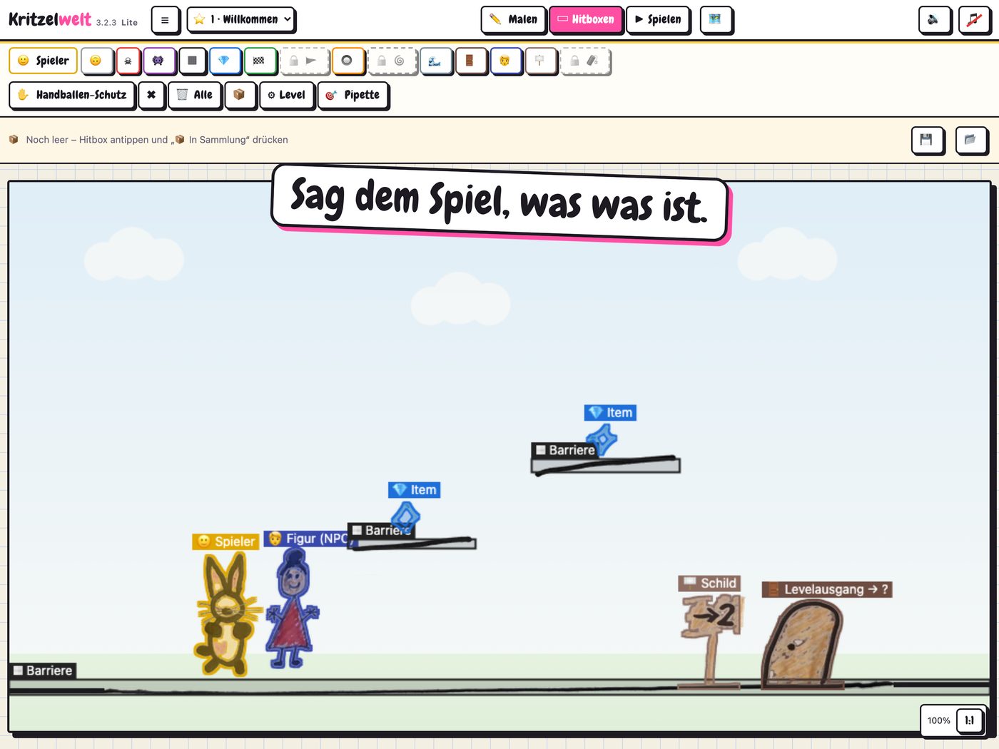 Hitboxen setzen: dem Spiel sagen, was was ist