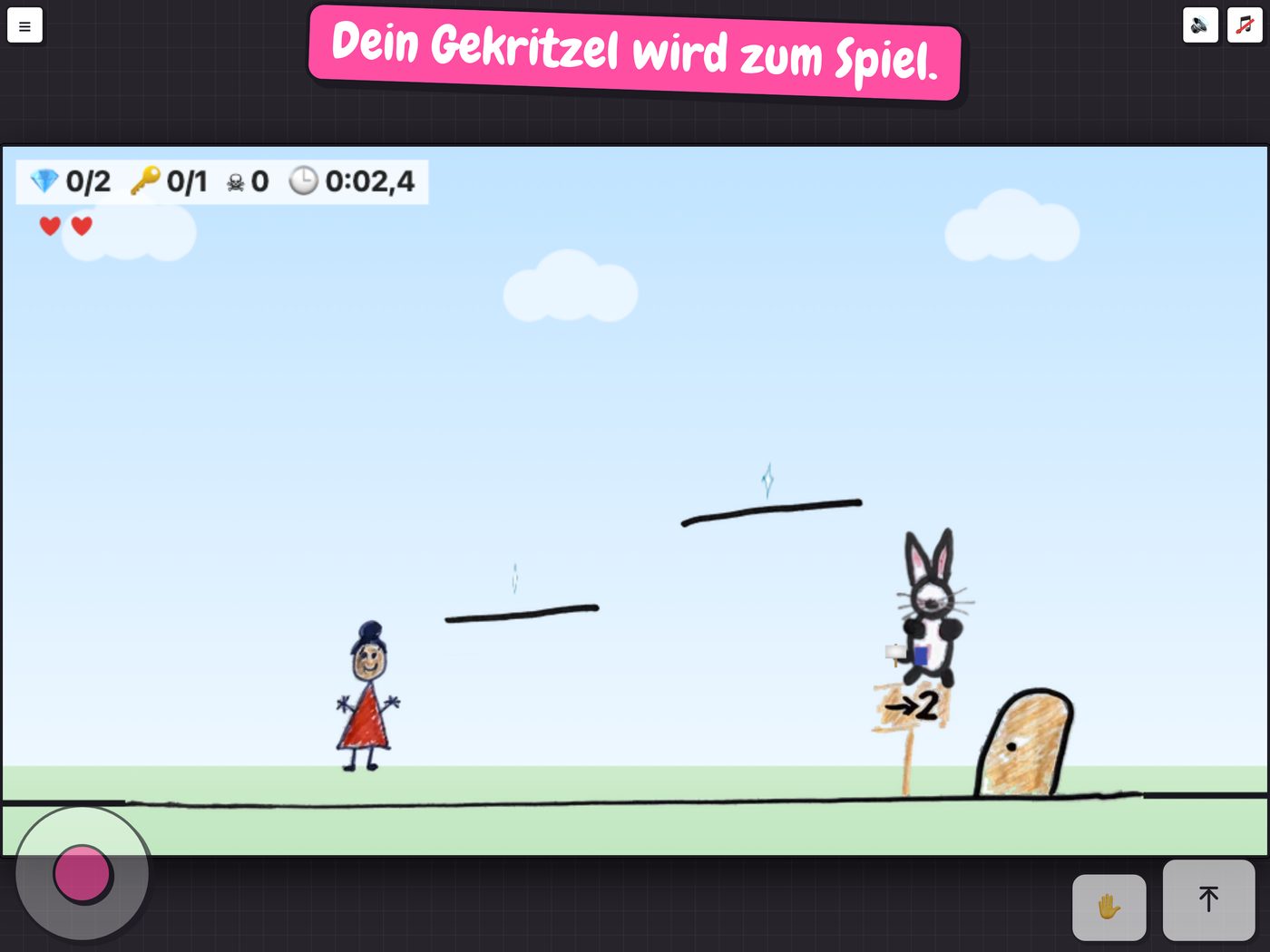Das gemalte Level wird gespielt